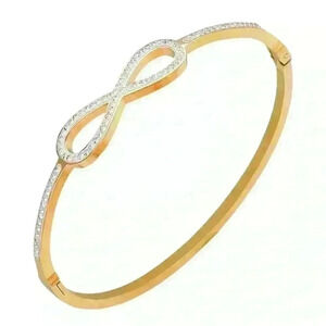 Infinity Bracelet with Pave Stones and Stainless Steel